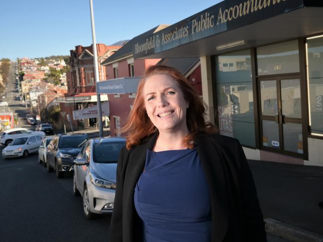 Louise Bloomfield is running for Hobart Lord Mayor. Ms Bloomfield is chair of the Confederation of Greater Hobart Business. Picture: Kenji Sato