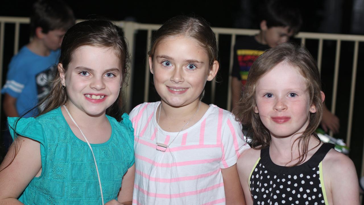 Eva Fisher, Abbie Mattiazzi and Martha Lupton at Stanthorpe Blue Light Disco on Friday, March 24.