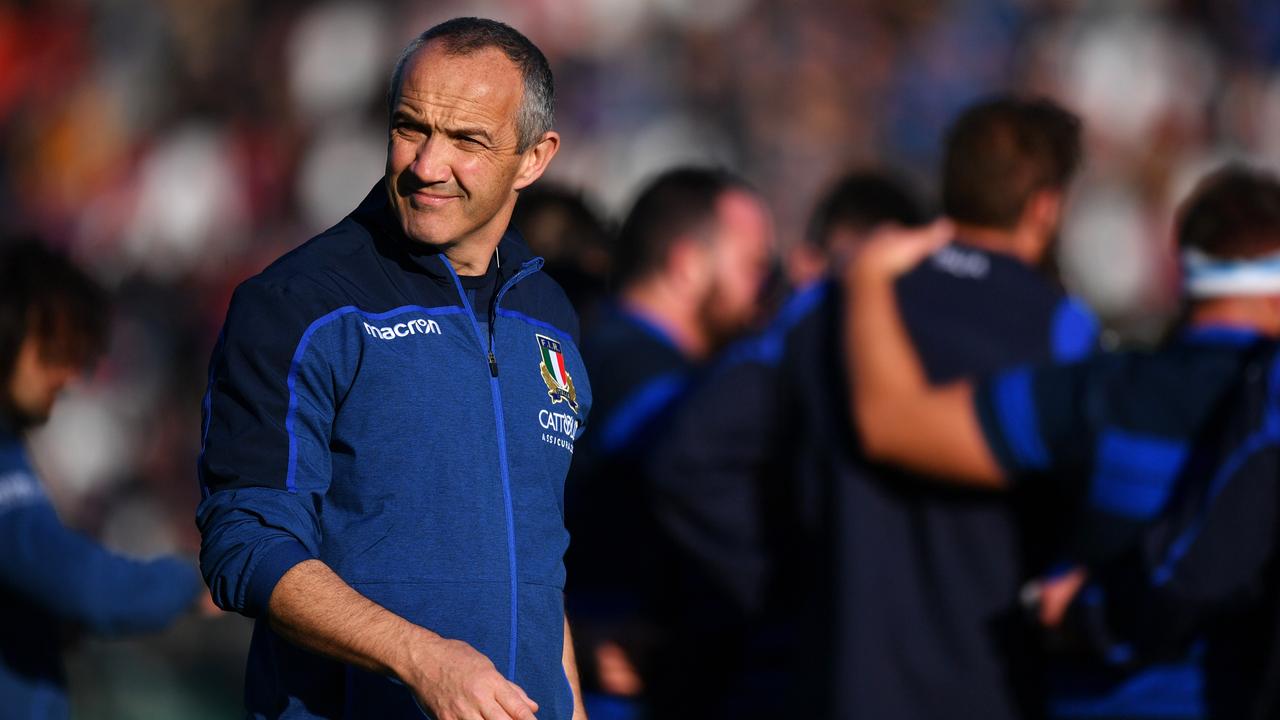 Conor O'Shea looks on prior to the international between Italy and Australia.