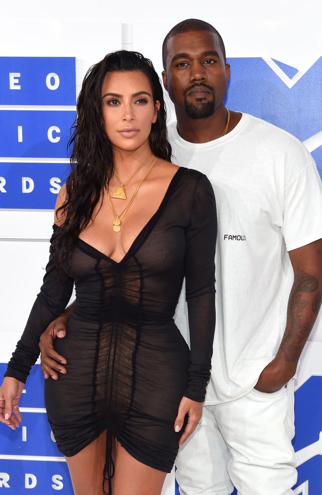 Kanye West, right, with Kim Kardashian in 2016, has had a string of Twitter meltdowns targeting the Kardashians. Picture: Getty Images