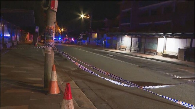 The man was shot dead on Broughton Street in Canterbury. Picture: Nine News