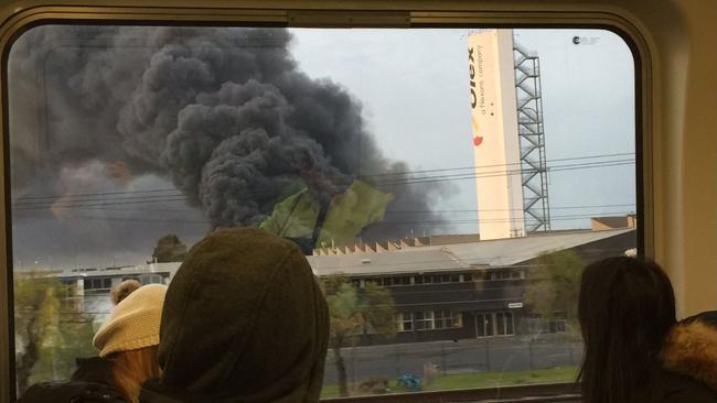 Footscray Factory Fire. Picture: Twitter Kylie@boomerangmadi