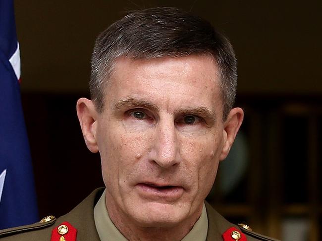 Current Chief of Army Lieutenant General Angus Campbell is announced by PM Malcolm Turnbull as the next Chief of the Defence Force at a press conference, Parliament House in Canberra. Picture Kym Smith