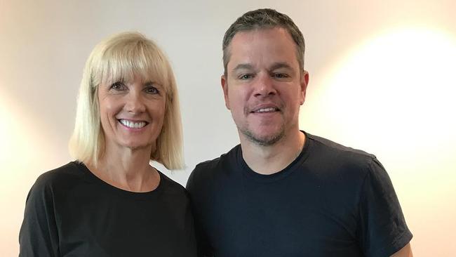 Matt Damon with Brisbane woman Jane Averill at the Brisbane International Airport. Picture: Instagram