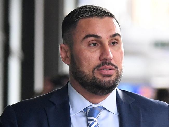 Salim Mehajer leaves the Downing Centre District Court in Sydney, Wednesday, June 17, 2020. Salim Mehajer is standing trial on perjury charges. (AAP Image/Joel Carrett) NO ARCHIVING