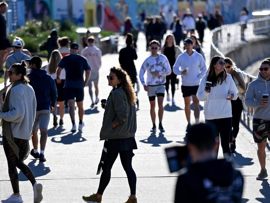 People walking at Bondi Beach. Picture: NCA NewsWire/Bianca De Marchi