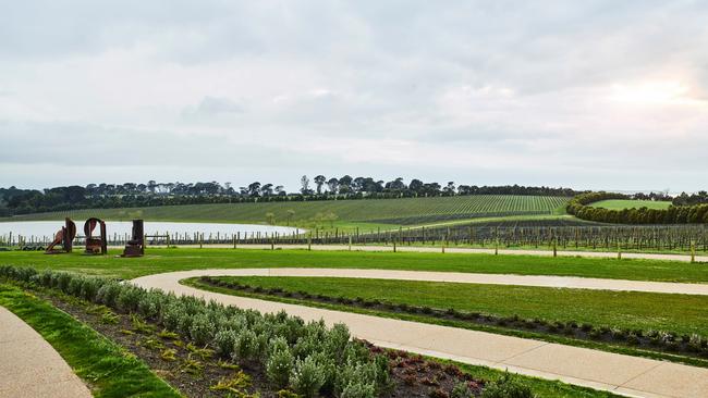 The estate’s green vineyards provide a lush backdrop. Picture: Anson Smart Photography