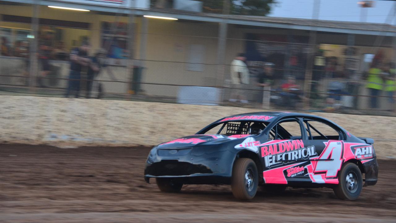 Darren Baldwin picks up speed during the modified sedans heats at Kingaroy Speedway on Saturday, November 16. (Photo: Jessica McGrath/ South Burnett Times)