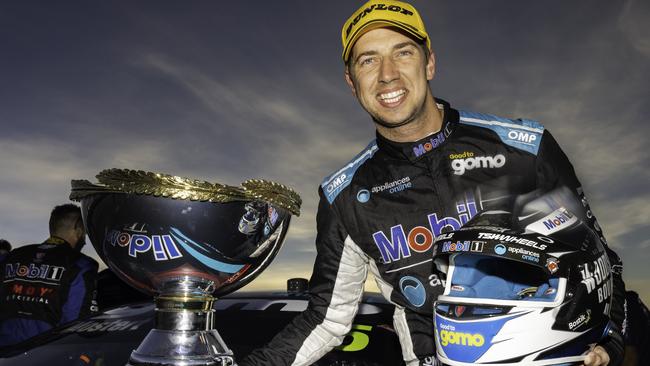 Chaz Mostert after breaking through for his first race win with Walkinshaw Andretti United at the Tasmania SuperSprint at Symmons Plains in April. Picture: Getty Images