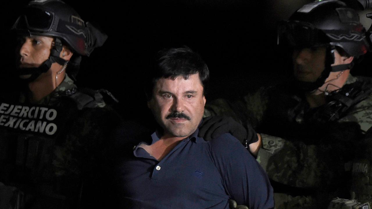 Drug kingpin Joaquin "El Chapo" Guzman is accused of running the world's biggest drug cartel and spending a quarter of a century smuggling more than 155 tons of cocaine into the United States. Picture: AFP