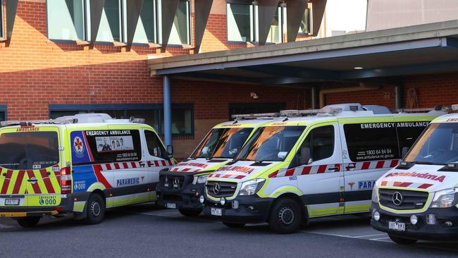 Ambulances parked at the Northern Hospital in Epping. Picture: Ian Currie