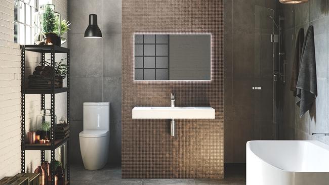 The Loft bathroom suite from Bunnings combines industrial chic with sleek bathroom design. Picture: Bunnings