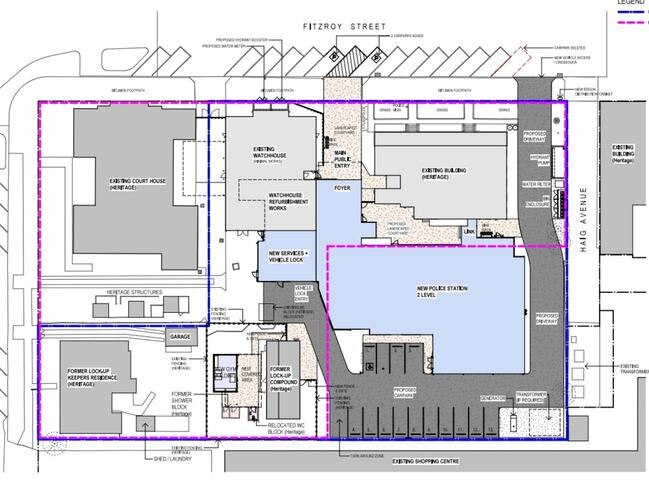 Proposed plans for the upgraded Warwick police station reveal a brand new modern two storey building behind the historical sandstone station