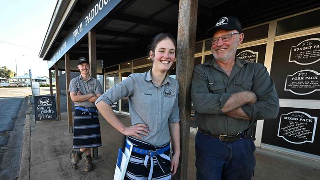 Yarraman butcher Brad Frohloff and his daughter Isabelle. Picture: Lyndon Mechielsen