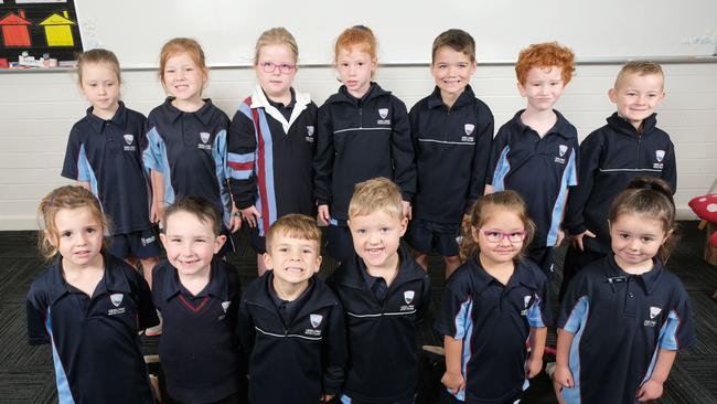 Geelong Baptist College Foundation M Students from left to right: Back row: Analiza Tonkin, Parker Bishop, Elizabeth Dunning, Mackenna Trotter, Oliver Parsons, Nathaniel Spencer and Oakley Costello Front row: Violet Williams, Jarvis Jones, George LeFevre, Chase Rowles, Ivy Miletic, Avah Parkinson Absent: Nyagoa Yang. Picture Mark Wilson