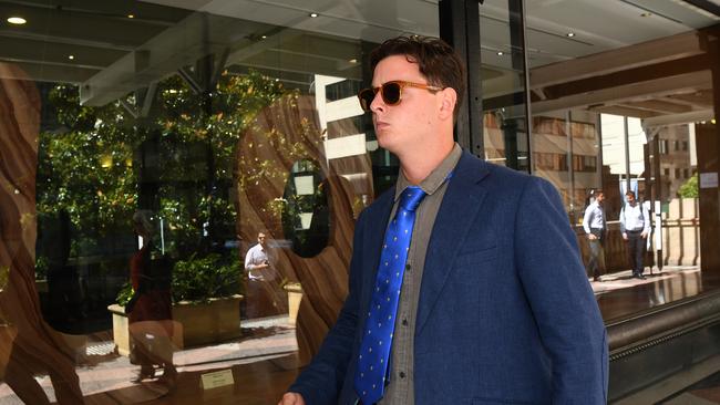 Max Cleary leaving court. The Manly landscaper has been charged with sexual intercourse without consent. Picture: NCA NewsWire/Joel Carrett