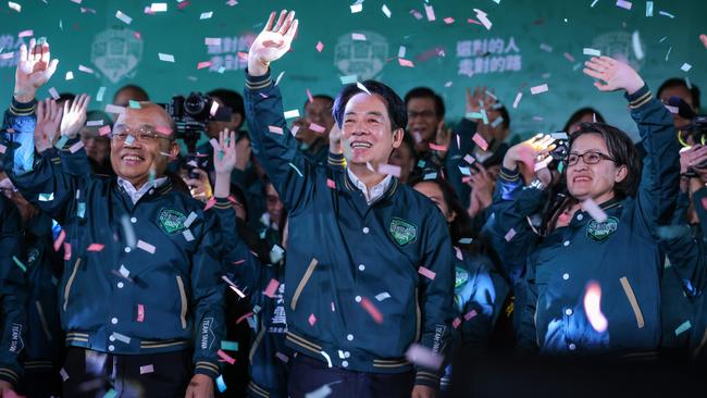 Taiwan’s President-elect Lai Ching-te, centre. Elections are scheduled for four of the five most populous nations in the world this year. Picture: Getty Images