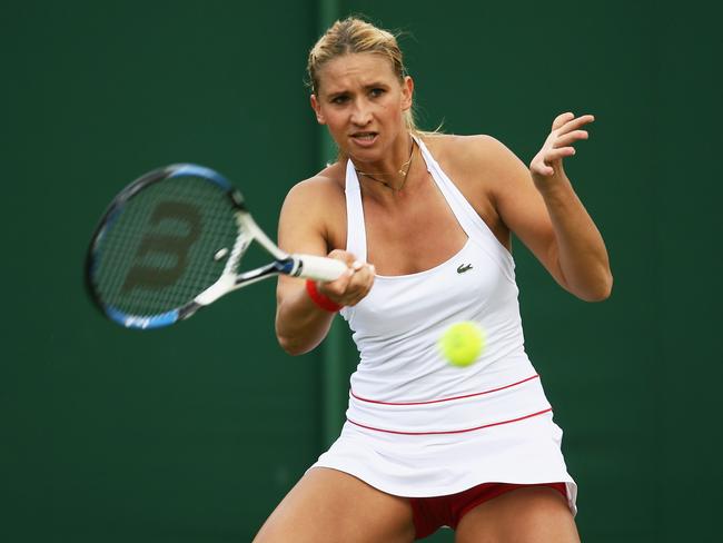 Tatiana Golovin, then just 19, in her ‘daring’ red underwear. Picture: Clive Brunskill/Getty Images