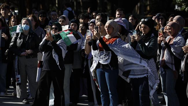 A photo of a pro-Palestine protest at the campus.