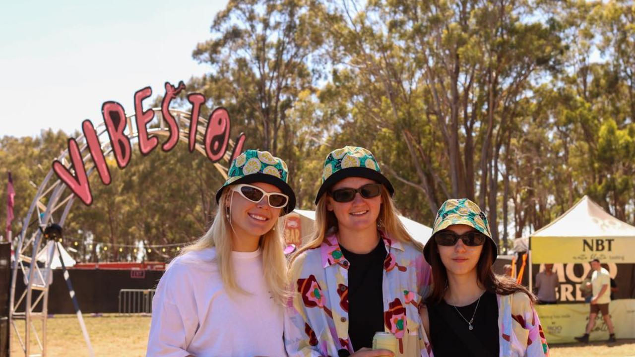 Party in the Paddock 2024. Ella Wagner, Halle Whitehead, and Rishynda Tonks of Hobart. Picture: Stephanie Dalton