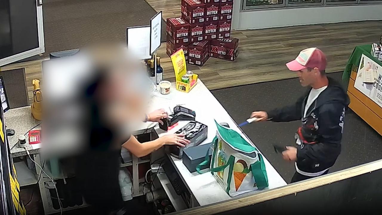 Police have released vision of a man who may be able to assist with investigations into two armed robberies that occurred within minutes of each other in Dalby on October 9.