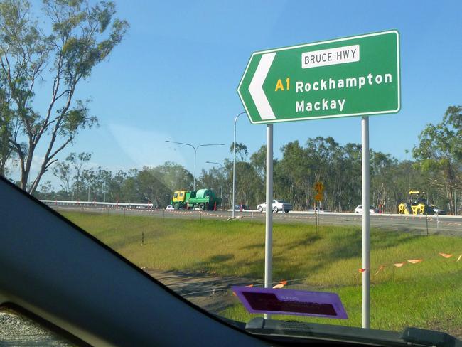 Bruce Highway sign pointing to Rockhampton and Mackay.   Photo: Chris Ison / The Morning Bulletin