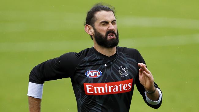 MELBOURNE, AUSTRALIA - JUNE 10: Brodie Grundy of the Magpies in action during the Collingwood training session at the Holden Centre on June 10, 2021 in Melbourne, Australia. (Photo by Dylan Burns/AFL Photos via Getty Images)