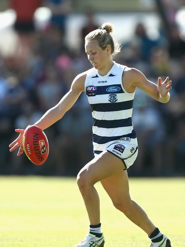 Renee Garing during her time playing for Geelong’s AFLW team. Picture: AAP Image/Rob Prezioso