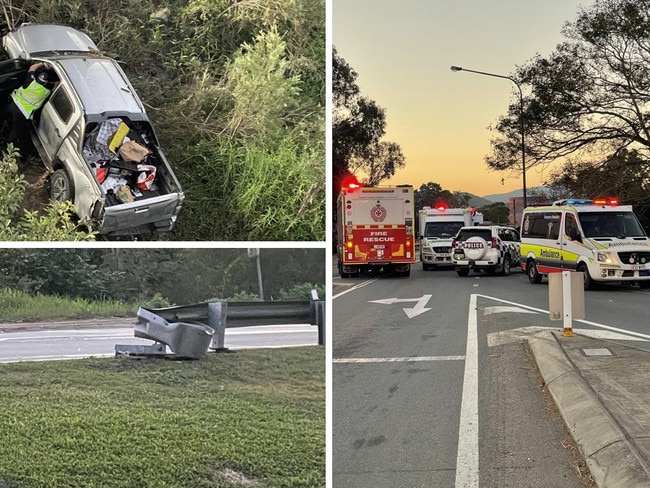 Three women, pets in ute that crashed down 10m embankment