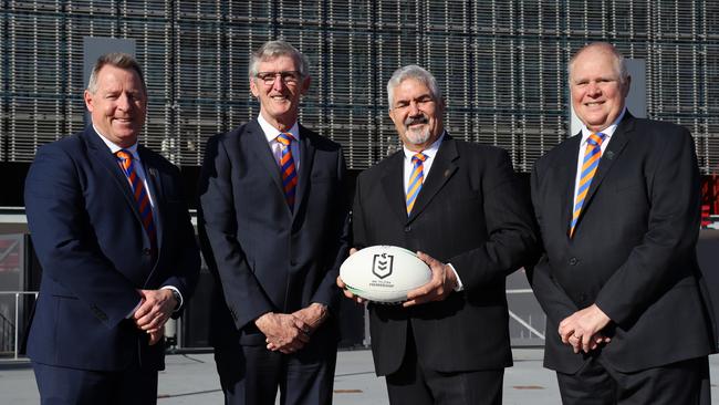 Former Broncos boss Shane Edwards (second from left) and Zac Sarra (second from right) have been added to the Brisbane Firehawks board.