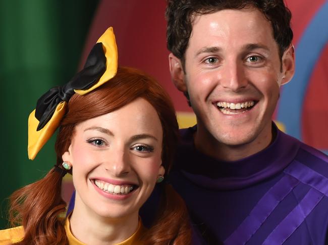 5/5/15 - Emma Watkins and Lachlan Gillespie from The Wiggles who recently got engaged. Pictured between shows at the Golden Grove Arts Centre. Photo Naomi Jellicoe