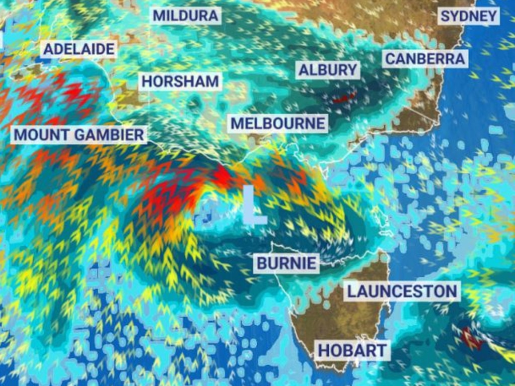 Wild weather is headed for Australia’s southeast. Picture: Sky News Weather