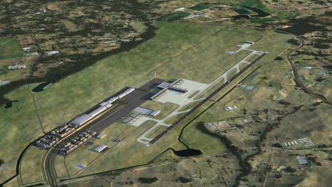 An artist’s impression of the new Badgerys Creek airport to be built in Western Sydney.