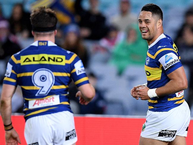 Jarryd Hayne left it late to put smiles on Eels fans’ faces. Picture: AAP