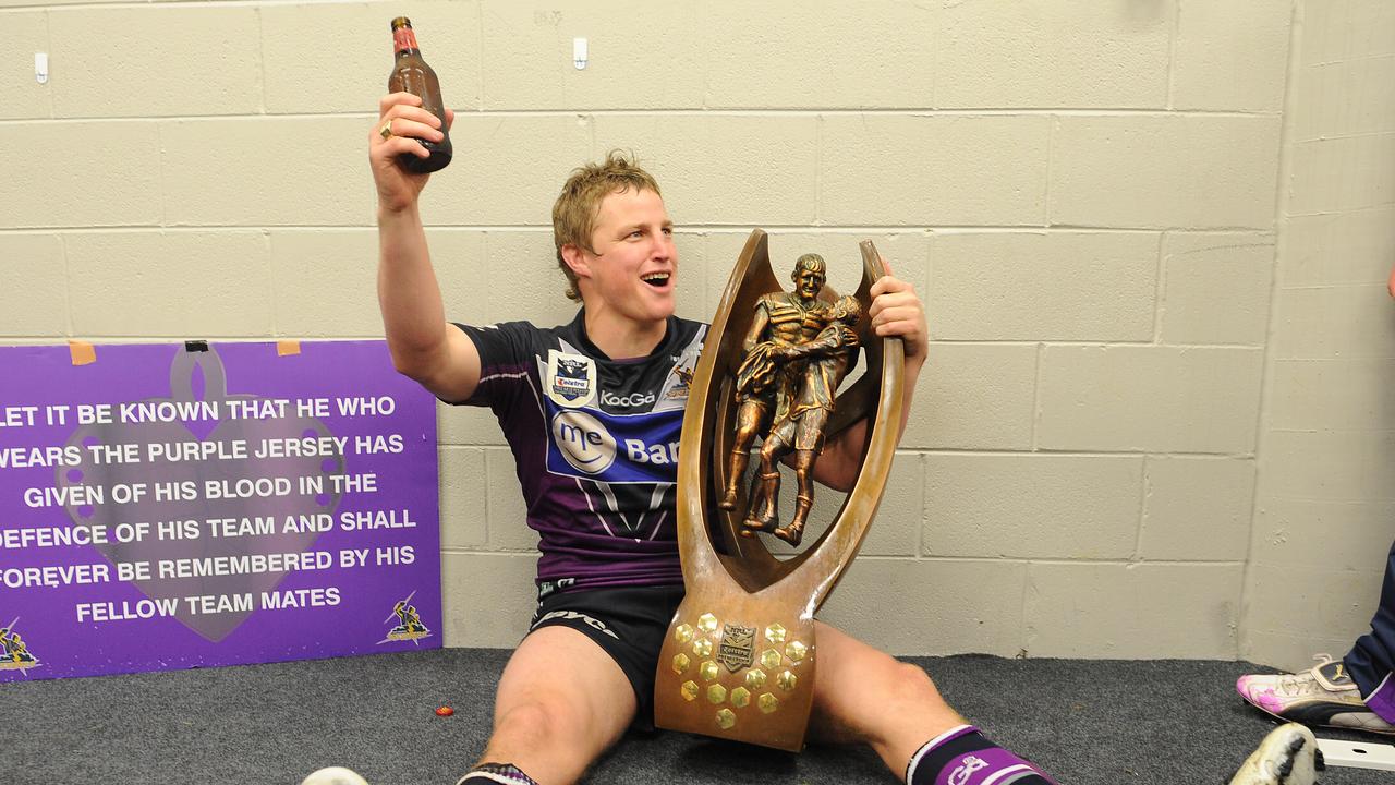 Finch on a high after winning the 2009 NRL grand final with the Melbourne Storm.