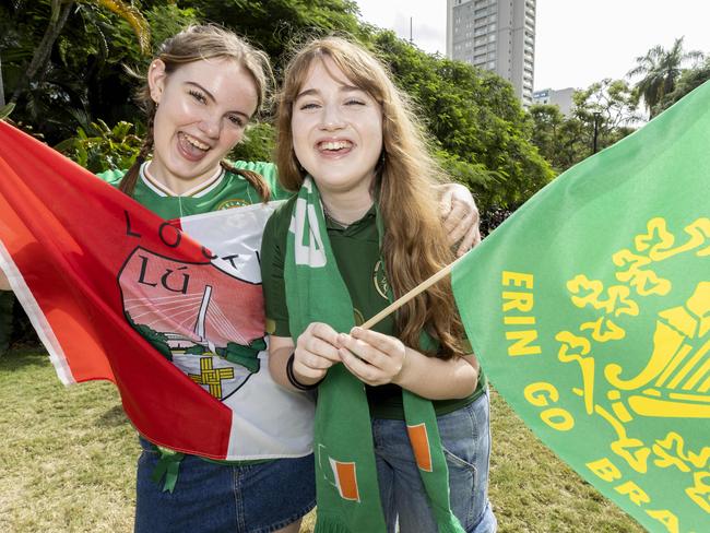 Eppie Henry and Martha Quinn from Brisbane at St Patrick's Day parade in Brisbane, Saturday, March 16, 2024 - Picture: Richard Walker