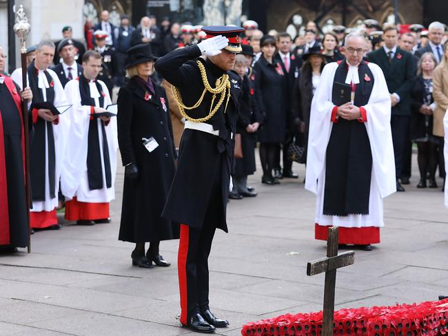 Prince Harry met with veterans from across armed forces. Picture: Getty