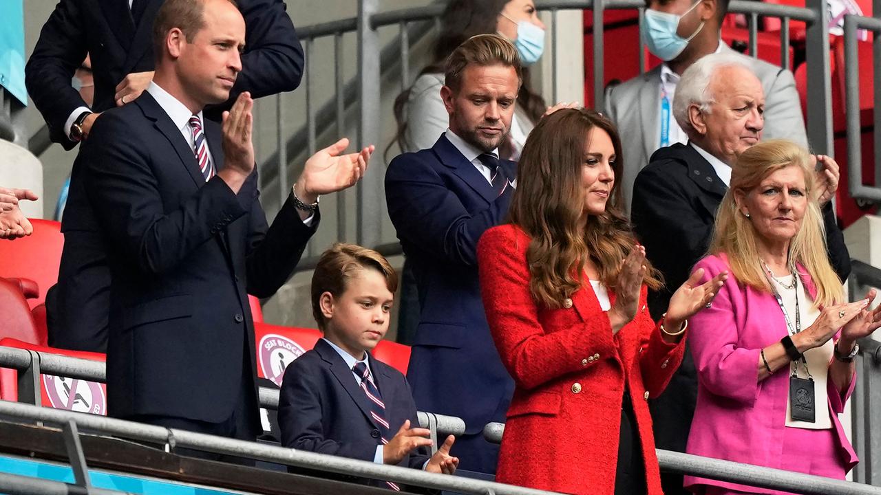 Prince William, Catherine and their son, George. Picture: Frank Augstein/Pool/AFP