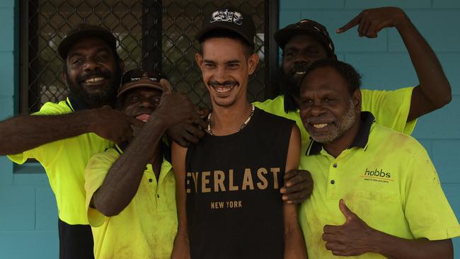 The local laborers and friends that built Graham Henry-Whiting new home. Picture: (A)manda Parkinson