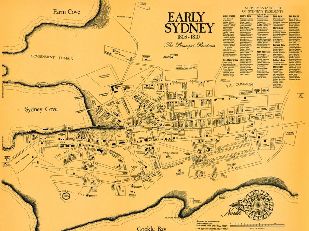 Early Sydney map 1803-1810 Picture: The Principal Residents