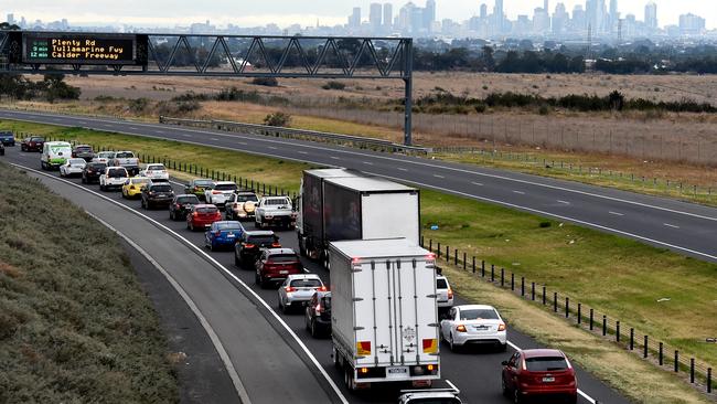 Delays on Hume Freeway after truck with chicken nuggets rolls. Picture: Nicole Garmston