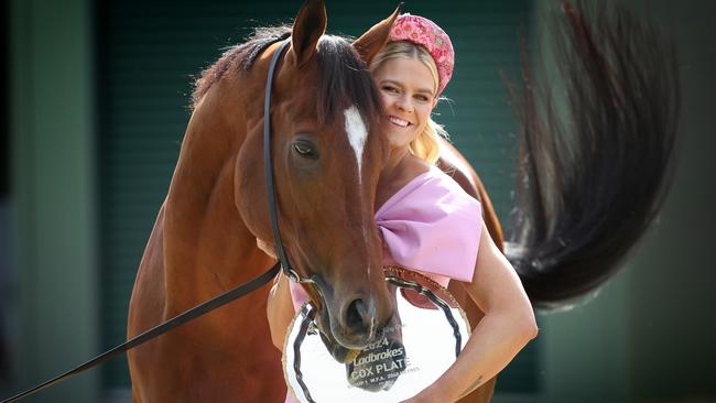 Olympic swimmer Shayna Jack with Docklands ahead of the Cox Plate. Picture: David Caird