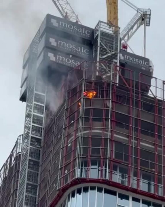 VIDEO: Luxury tower under construction catches fire