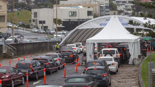 One of the worst waits was the six-hour process at the drive-through clinic at Bondi Picture: Jenny Evans