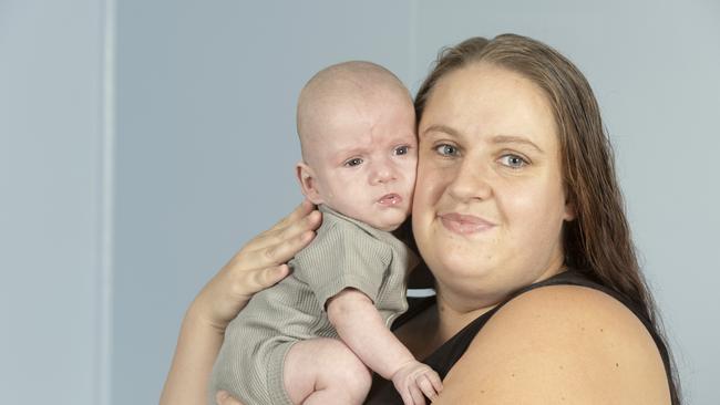 Xavier Fisher is now at home in Goodna with his mum Ashleigh McGlashan. Picture: Renae Droop/RDW Photography.