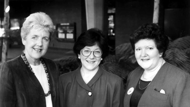 Labor’s Senator Rosemary Crowley, Health Minister Carmen Lawrence and Victorian Premier Joan Kirner at a Women's Labor Conference in 1994.