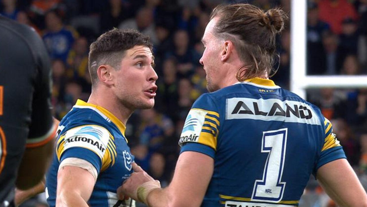 Mitchell Moses and Clint Gutherson had a heated exchange on-field earlier this year.