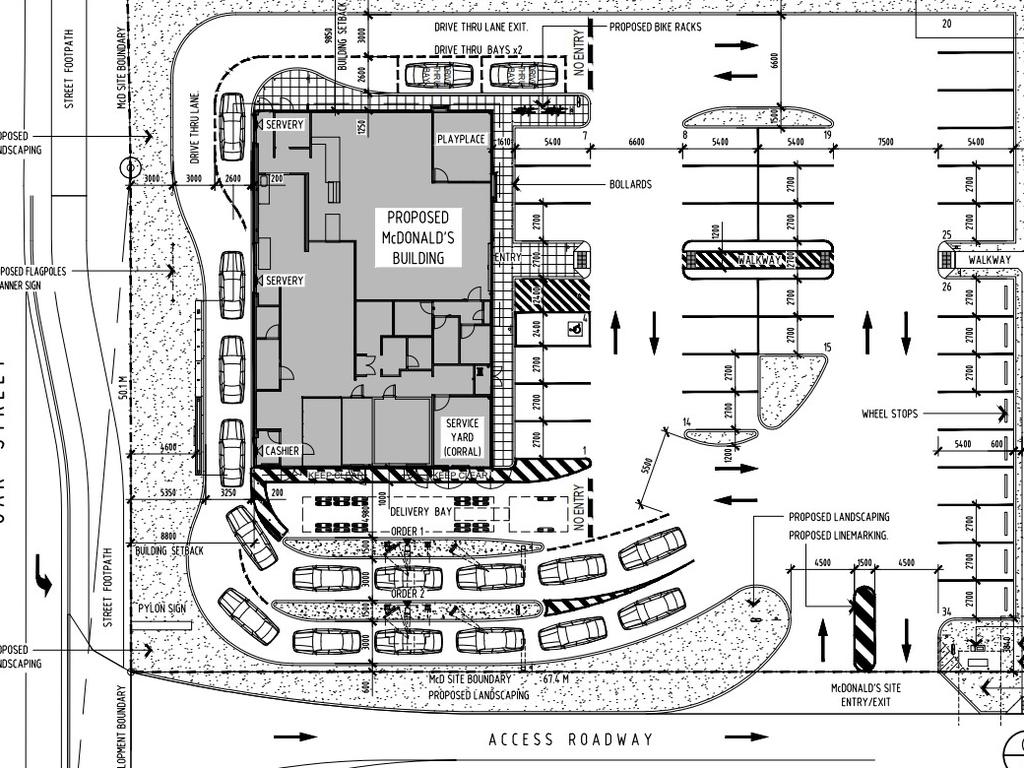 The design plans for the McDonalds family restaurant proposed for Andergrove. Picture: Urbis, Mackay Regional Council.