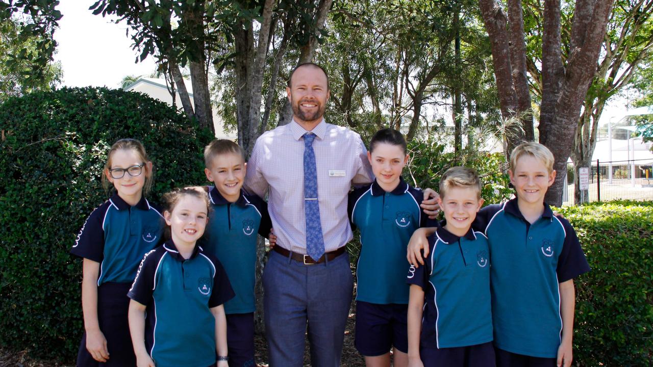 COOLOOLA CHRISTIAN COLLEGE: Front row L to R: Olivia Pedrana, Jones Telford, Jared Pike Back row L to R: Ella Charles, Daniel Ellingsen, Trevor Norman (Principal), Grace Kelleher