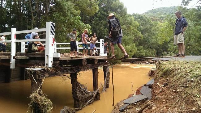 2017 flood damage to Shackles Bridge in Burringbar. Photo: Serena V Dolinska